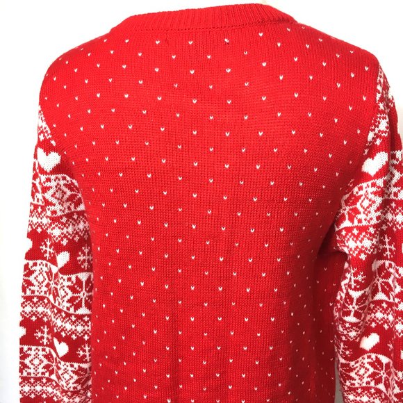 Ugly Christmas Sweater Red knit w/ Reindeer by Absolutely Famous EUC - Picture 8 of 12